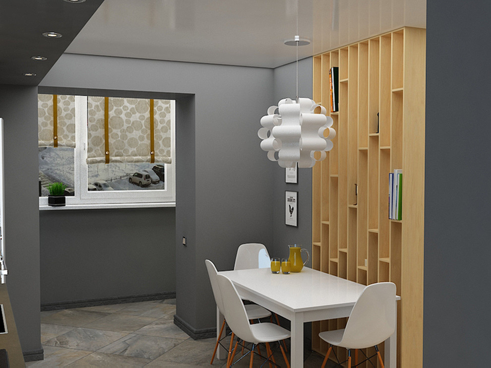 Дизайн-проект квартиры студии зона столовой вид 2