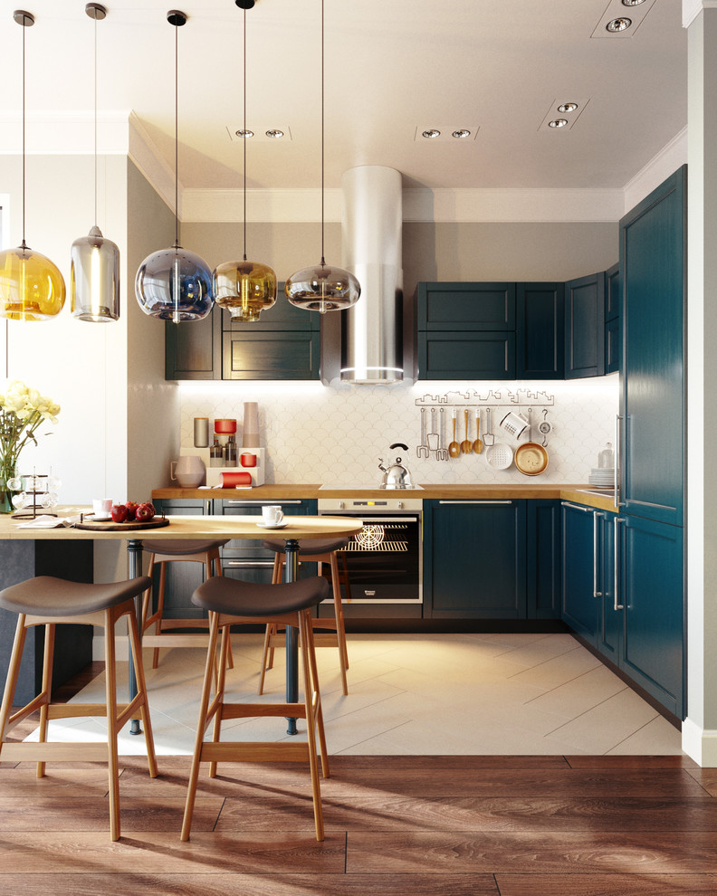 Дизайн интерьера гостиной-кухни для молодой пары с двумя детьми