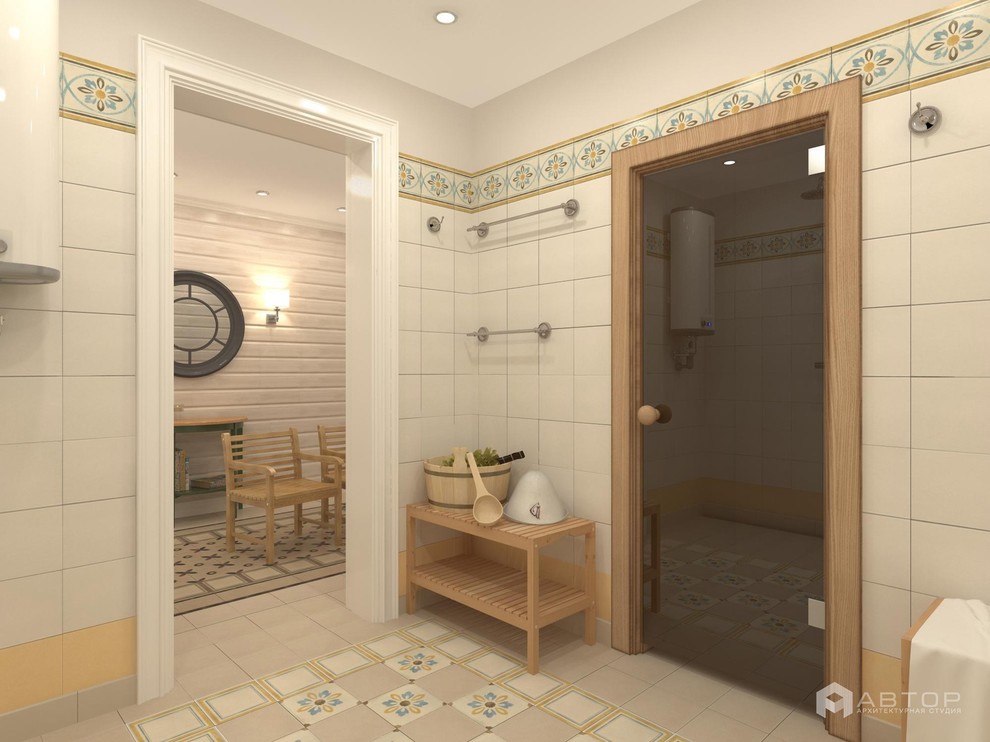 Одноэтажный загородный дом с баней