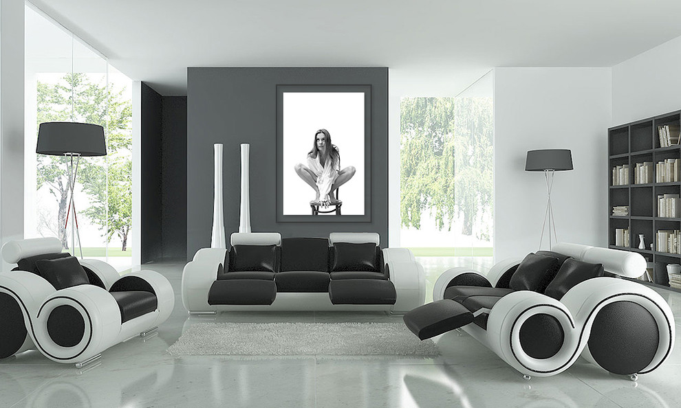 Визуализация принципа использования фотографии в интерьере гостиной