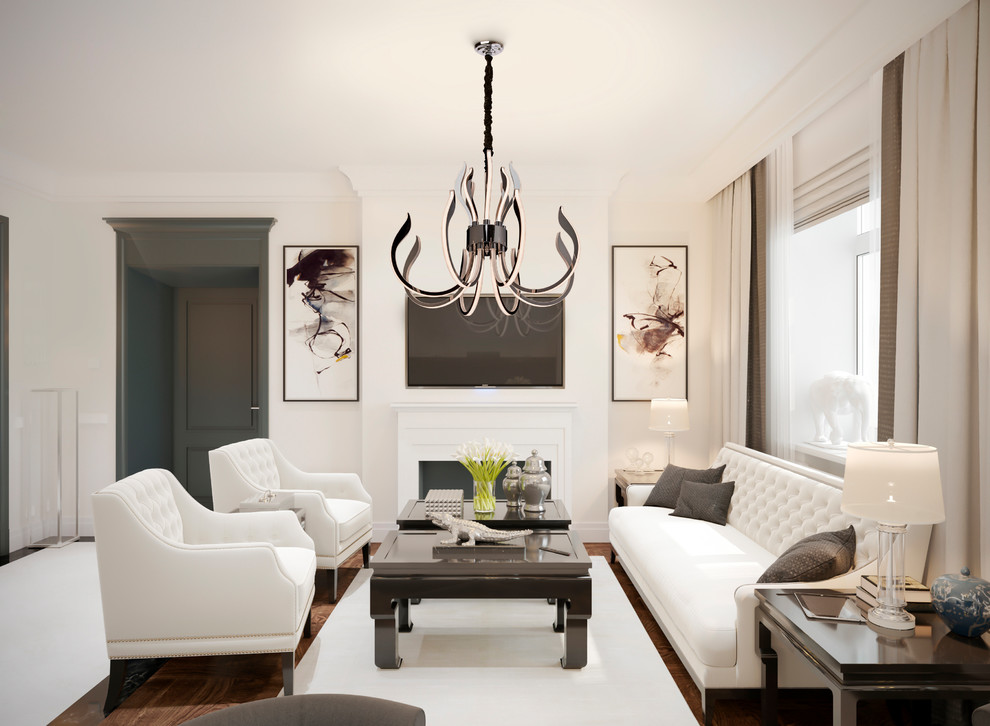 Стильная люстра в уютной гостиной