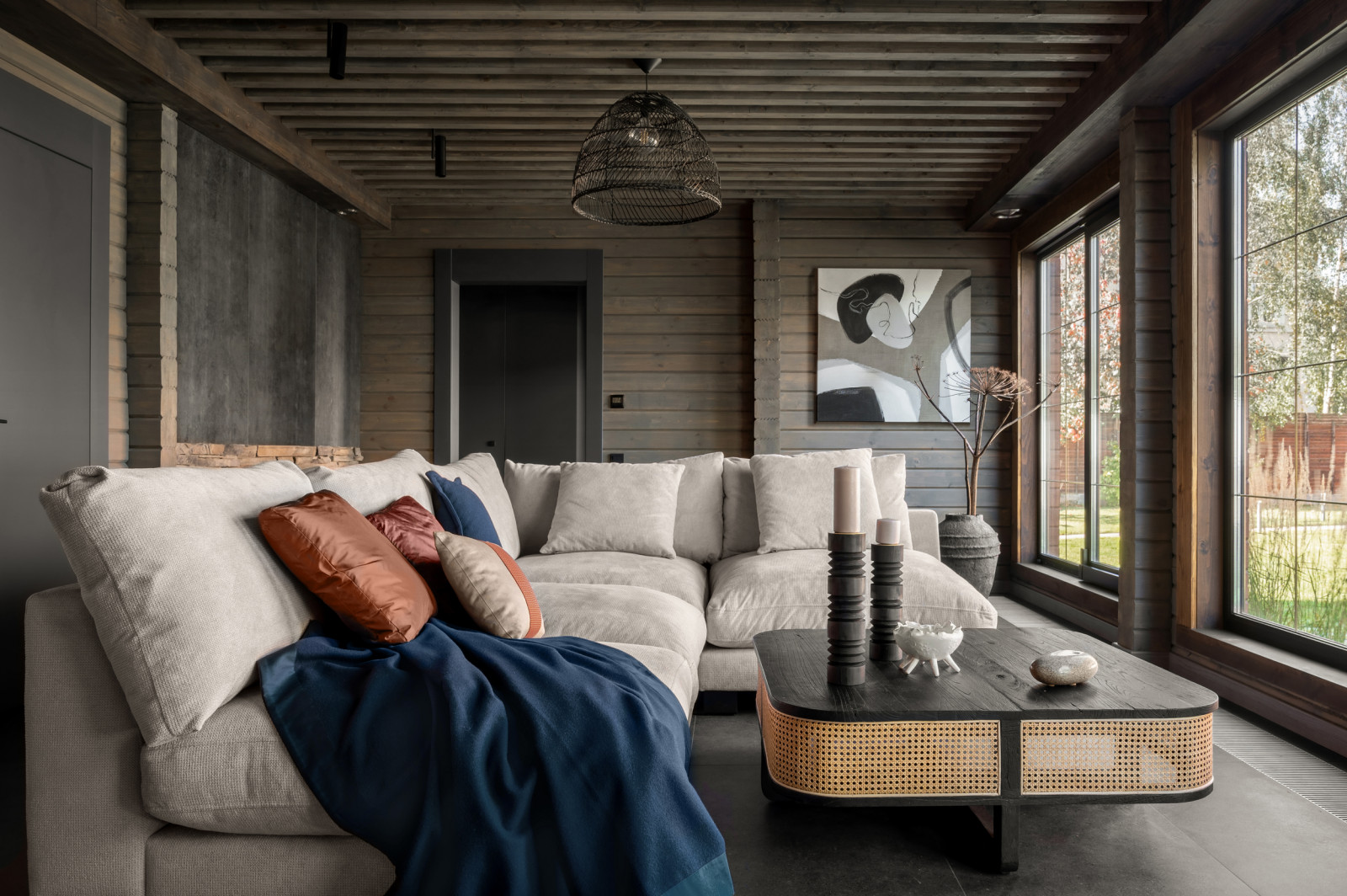 Обложка проекта: Банный дом 66 м² в темных тонах