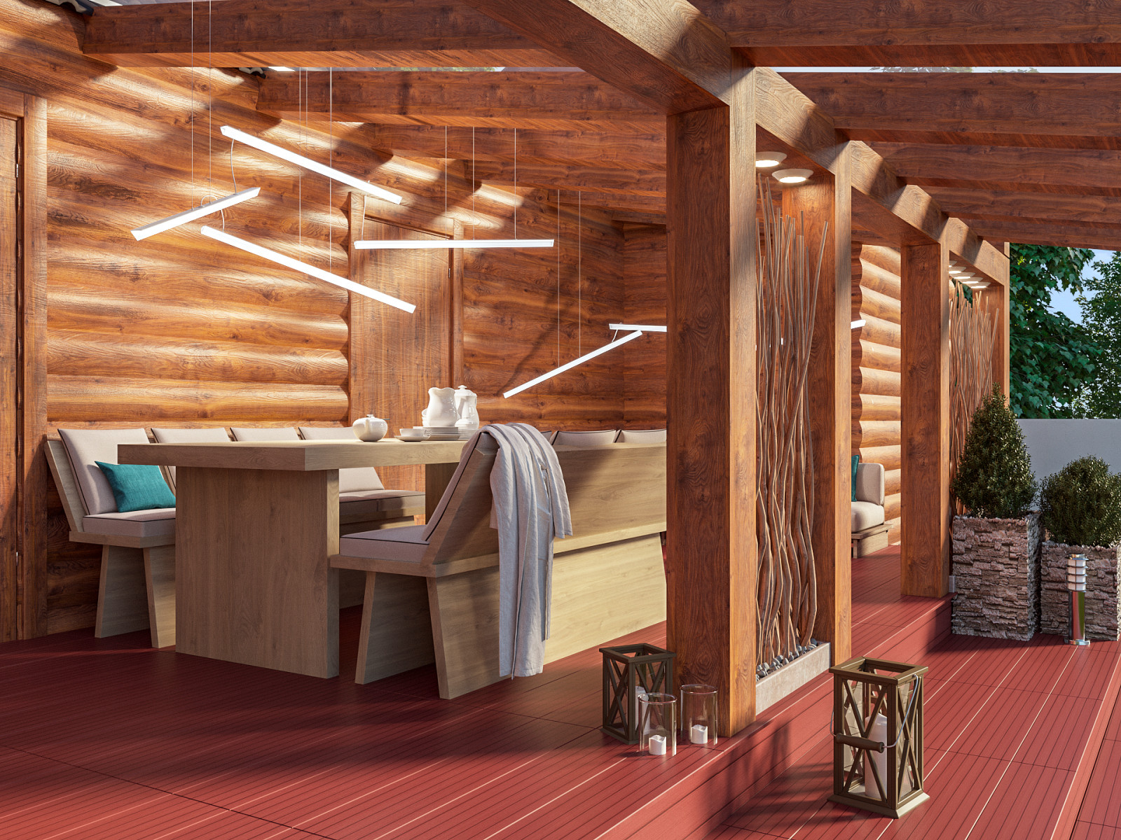 Терраса для барбекю при бане