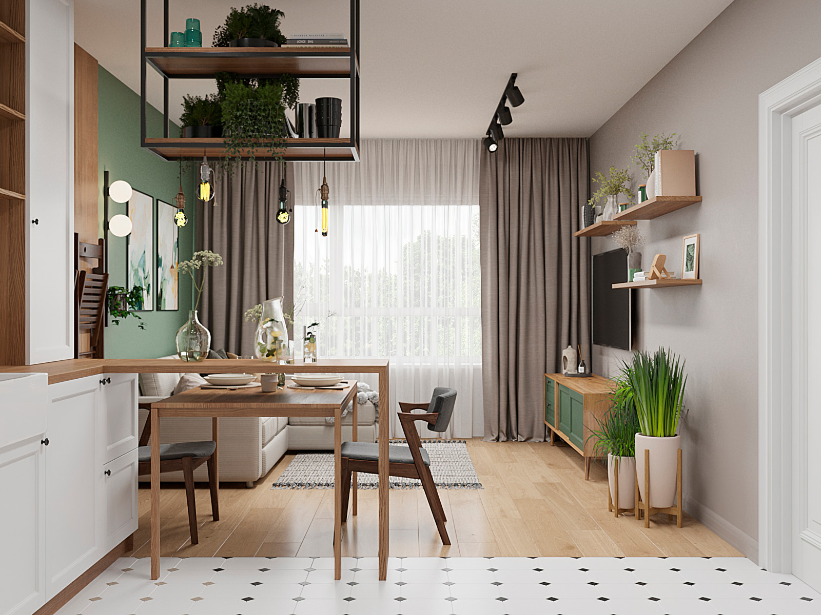 Обложка проекта: Дизайн однокомнатной квартиры