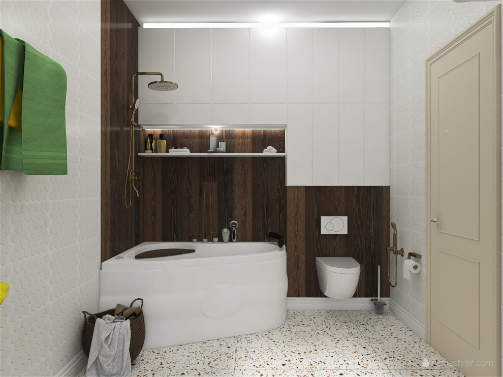 Квартира для семьи из трех человек с акцентами зеленого