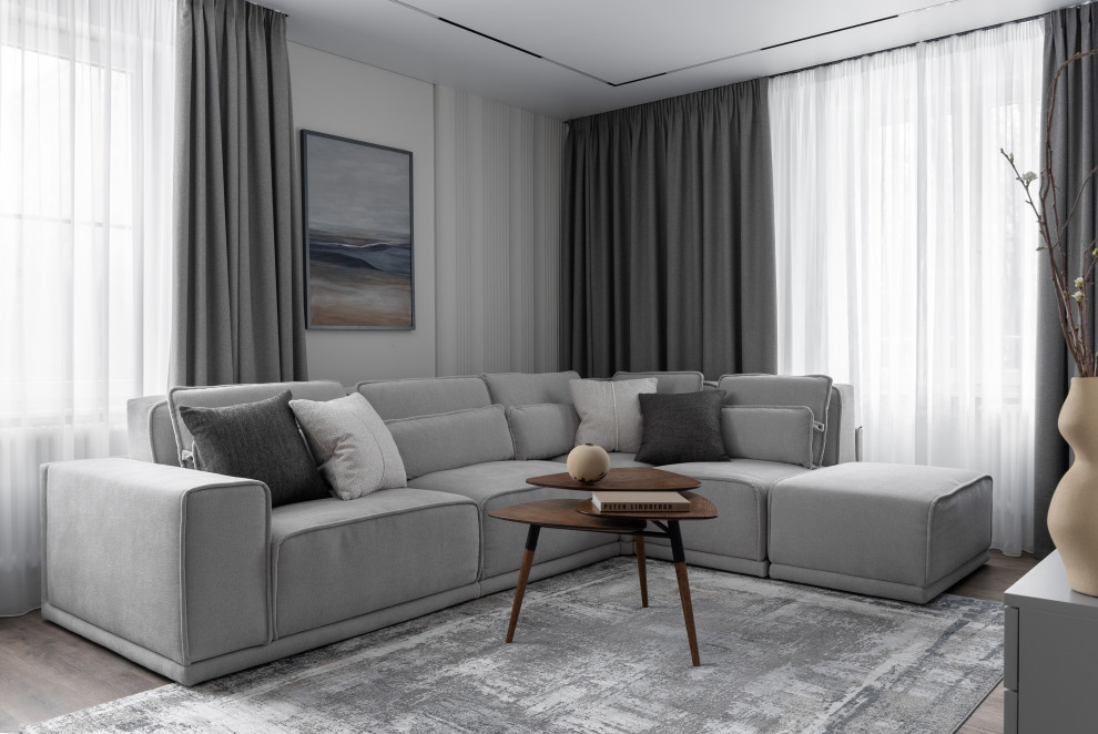 Квартира для семейной пары в серых и бежевых тонах