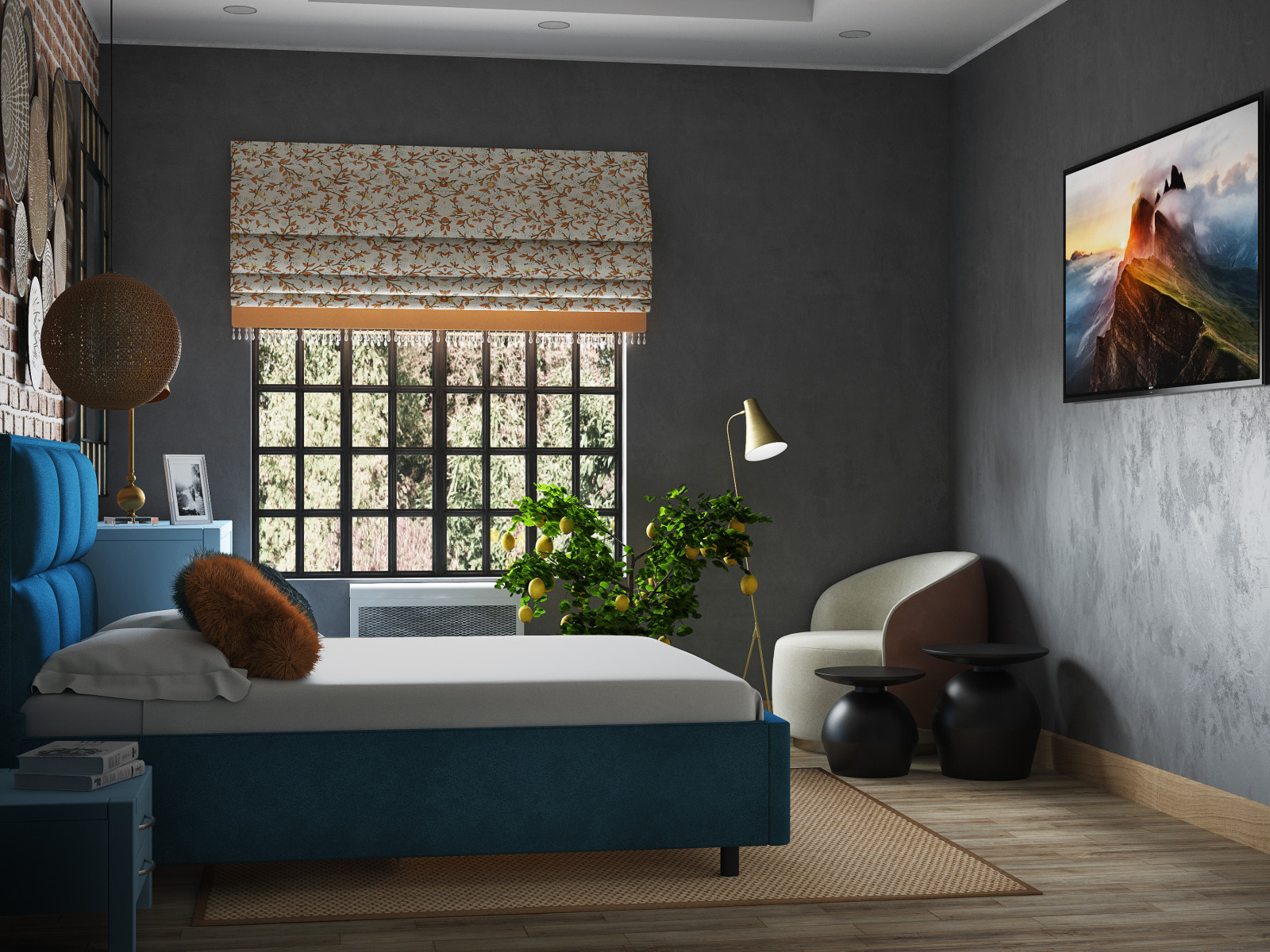 Спальня в загородном гостевом домике