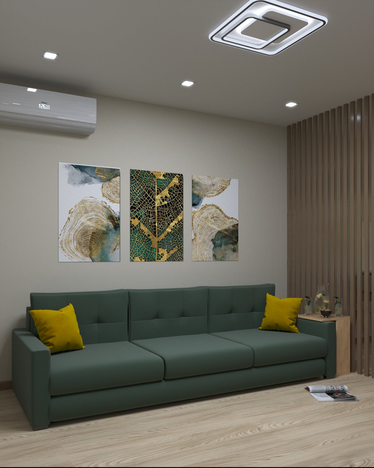 Кухня-гостиная в лесном мотиве