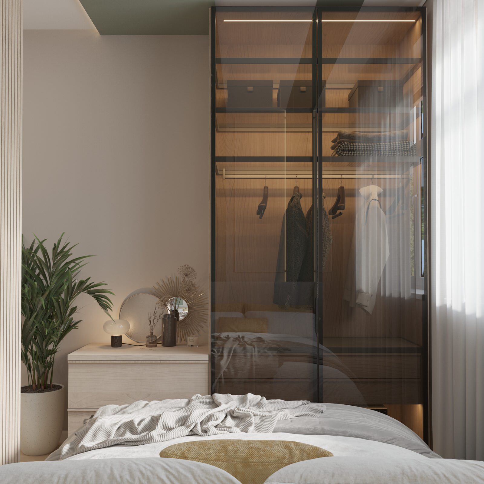 Спальня-гостиная из проекта квартиры для молодой пары