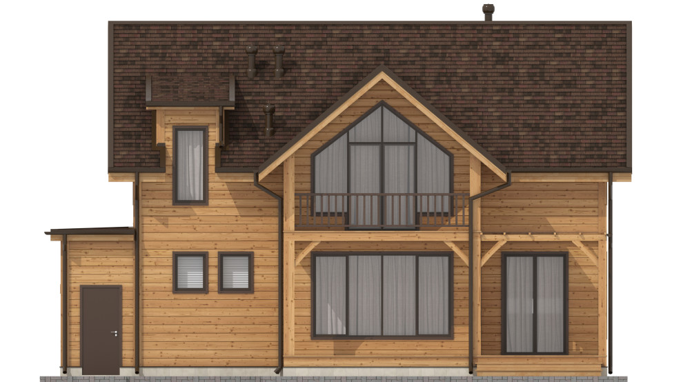 Деревянный дом с гаражом