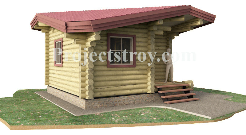 Баня из бревна 6х6 м одноэтажная