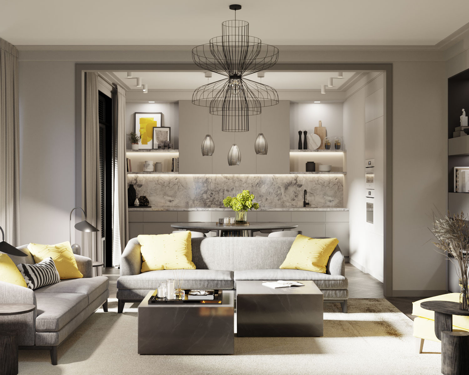 Современный интерьер с элементами скандинавского дизайна