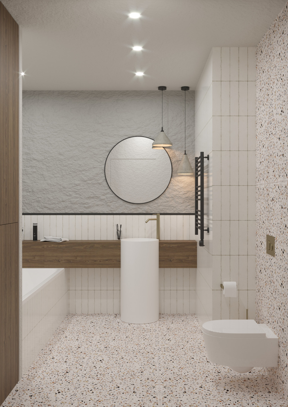 Ванная в стиле ваби-саби из дизайн-проекта в ЖК 8Клёнов, Москва