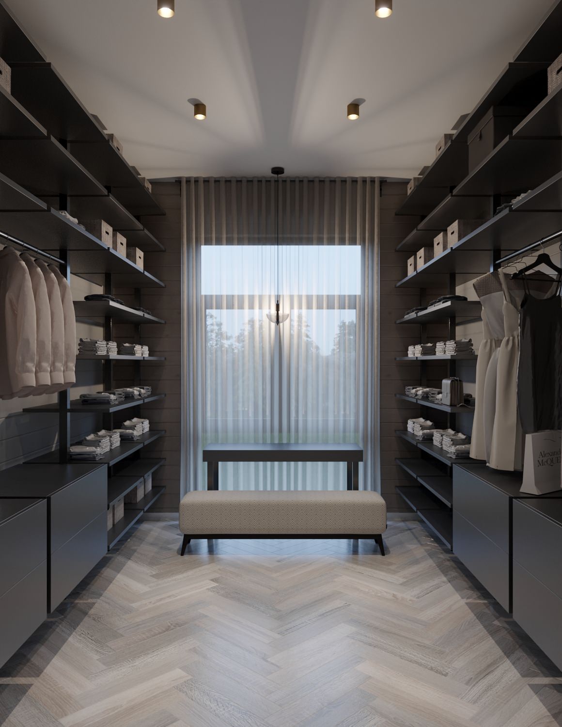 Гардеробная в проекте загородного дома