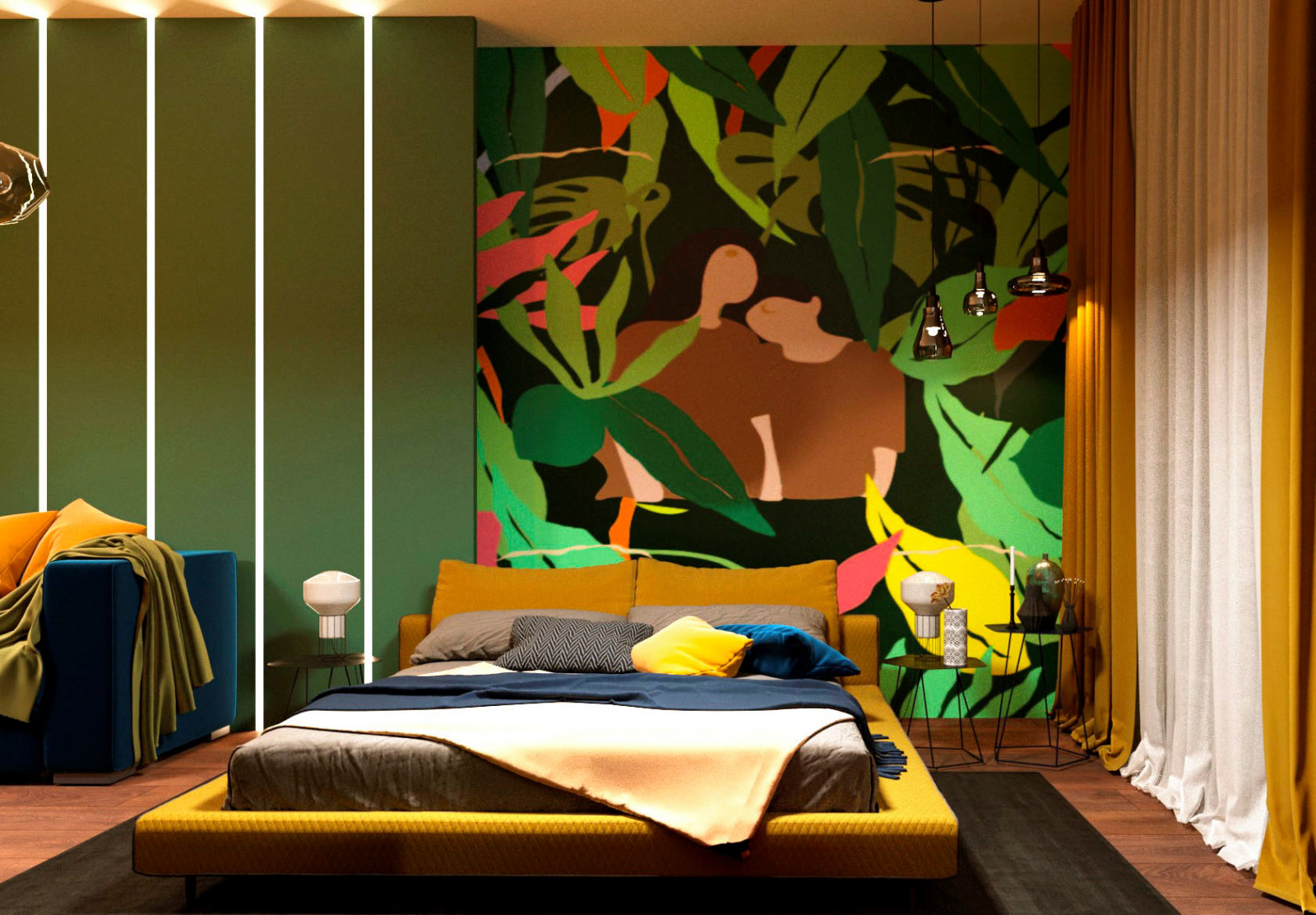 Спальня с гостевой зоной в ЖК Острова