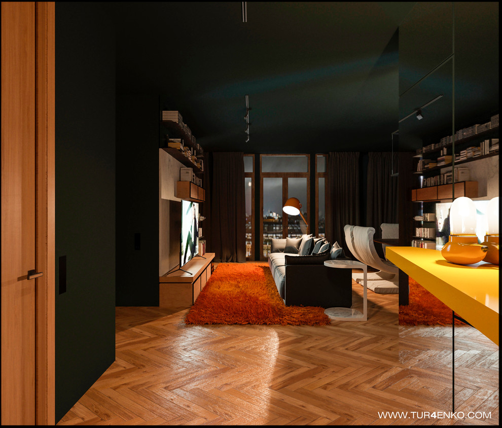 Брутальная квартира для холостяка 119 м2 в ЖК "Клубный дом на Сретенке"