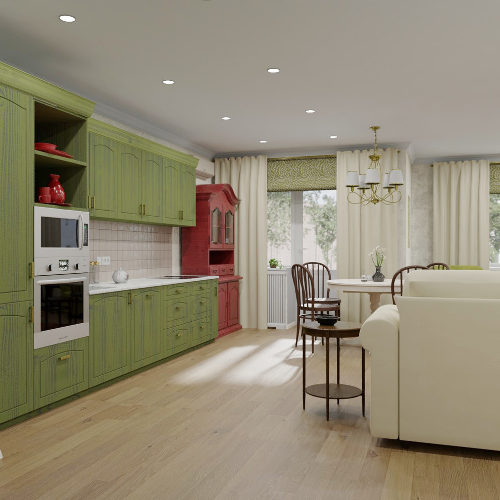 Оливковая кухня-гостиная