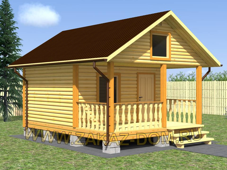 Проект одноэтажной бани из бруса (4.5х6 м) : Б-105