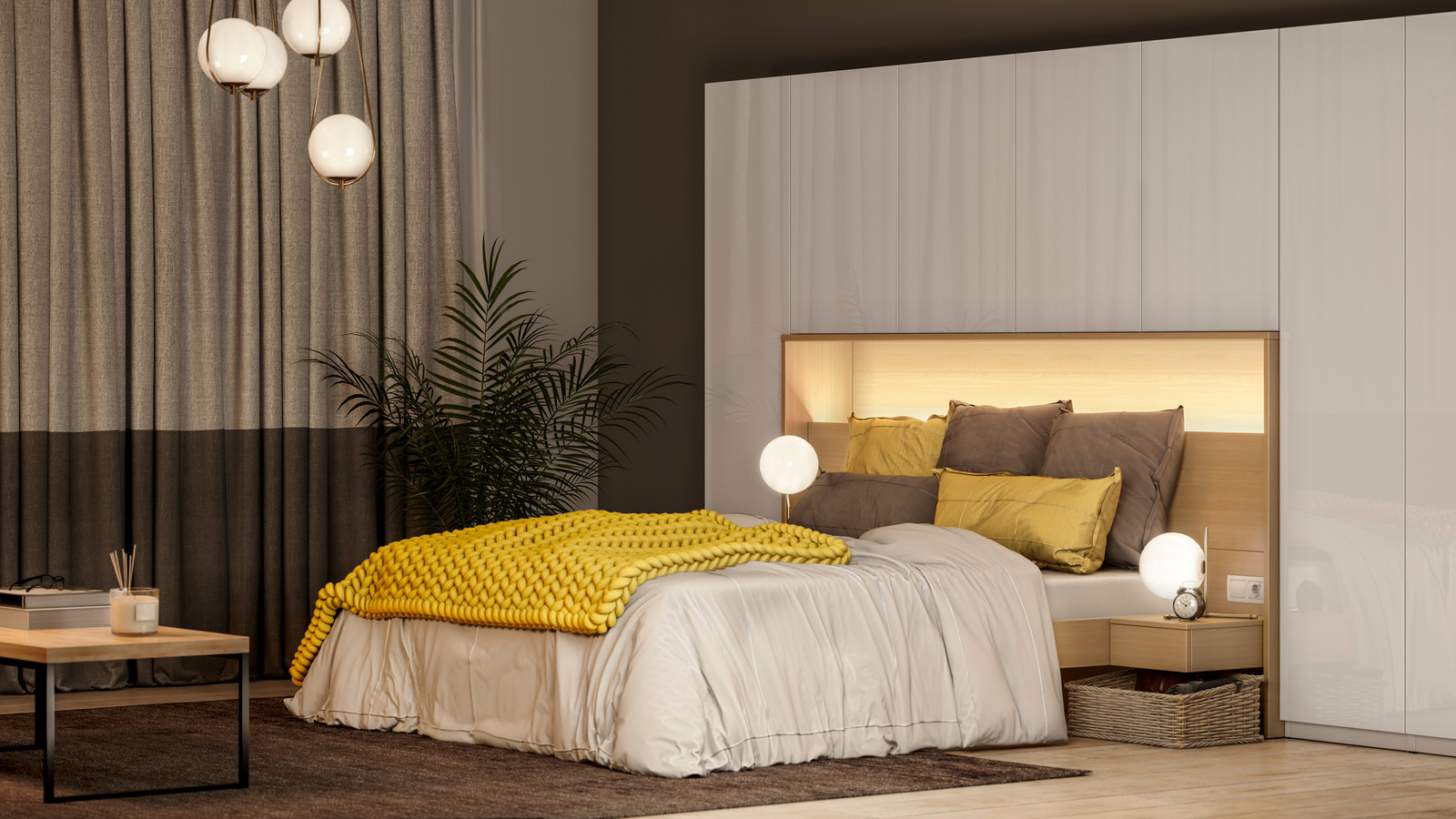 Визуализация Спальни для современной молодой семьи