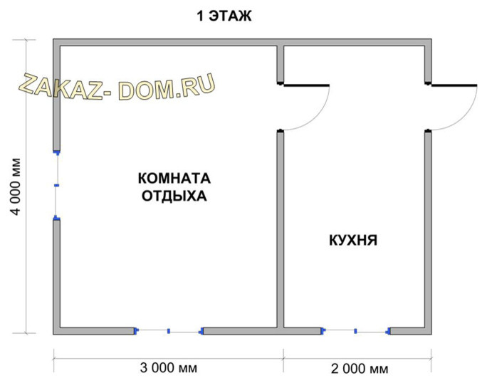 Одноэтажный Дом из бруса (4х5 м) - Проект № Д-6