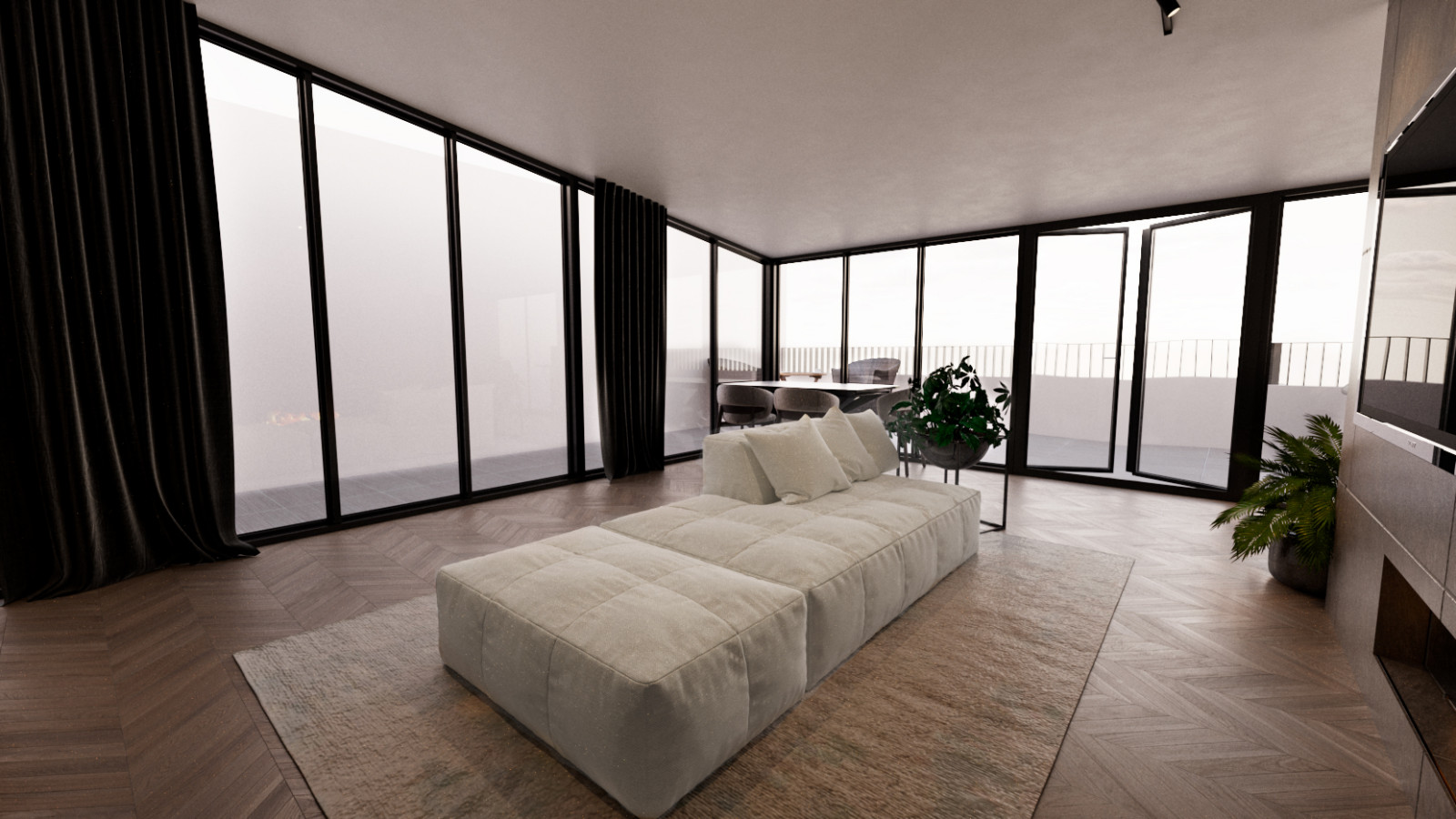 Интерьер пентхауса в стиле минимализм