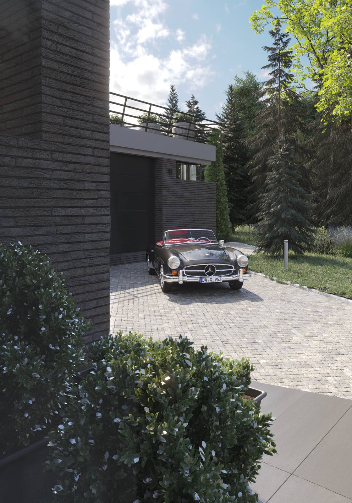 Визуализация частного архитектуры дома в современном стиле