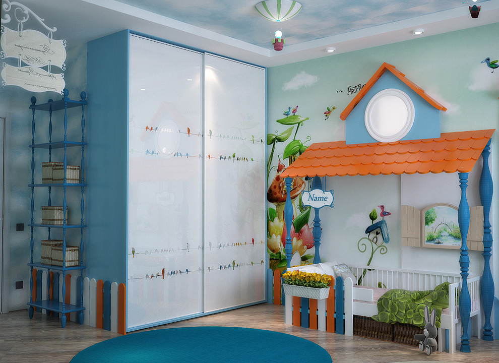 Kid's room and bedroom in modern style