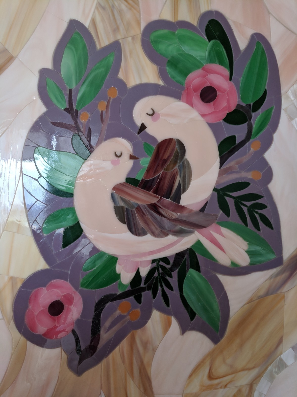 Встроенное мозаичное панно на кухню "Птицы"