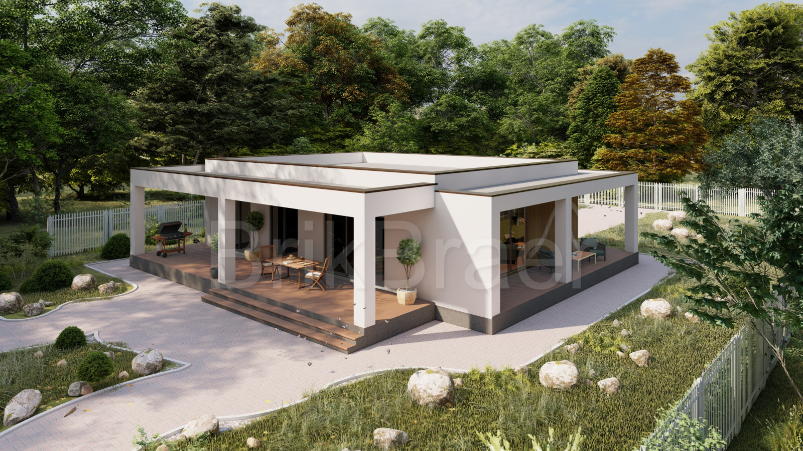 Проект дома №166 с плоской кровлей площадью 220 м2