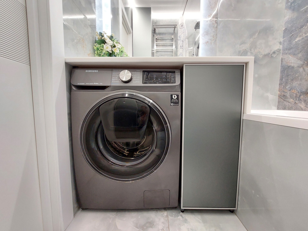 Серая кухня для городской квартиры