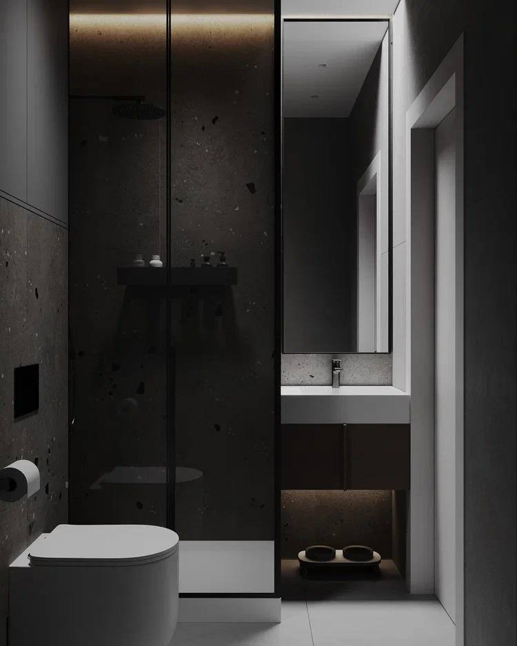 Стильный санузел с элементами мрамора