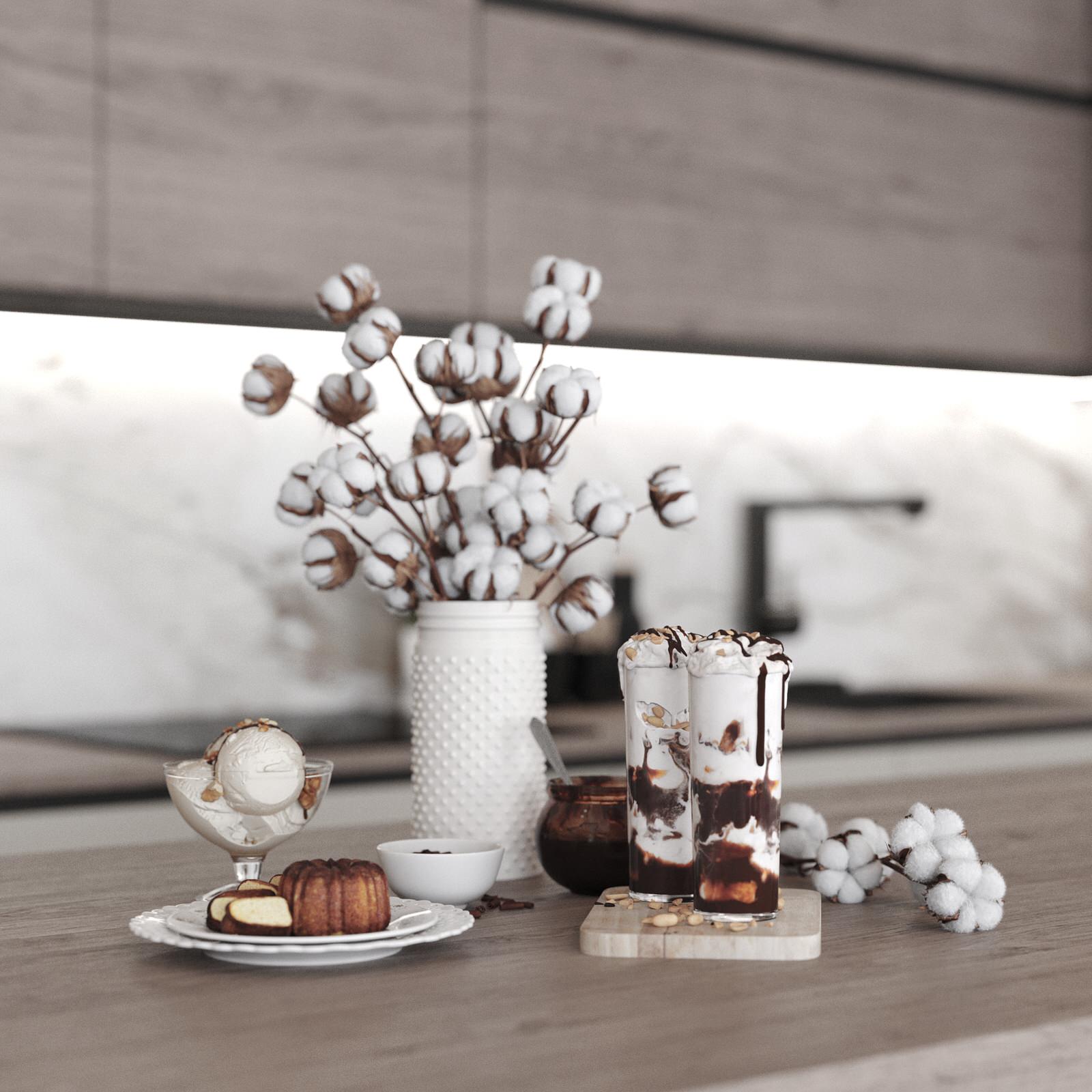 Кухня-гостиная в светлых тонах