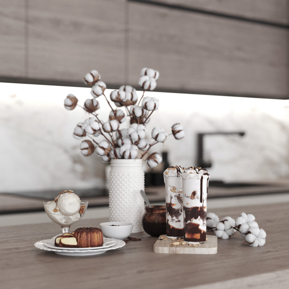 Кухня-гостиная в светлых тонах