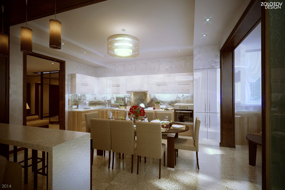 Гостиная совмещенная с кухней