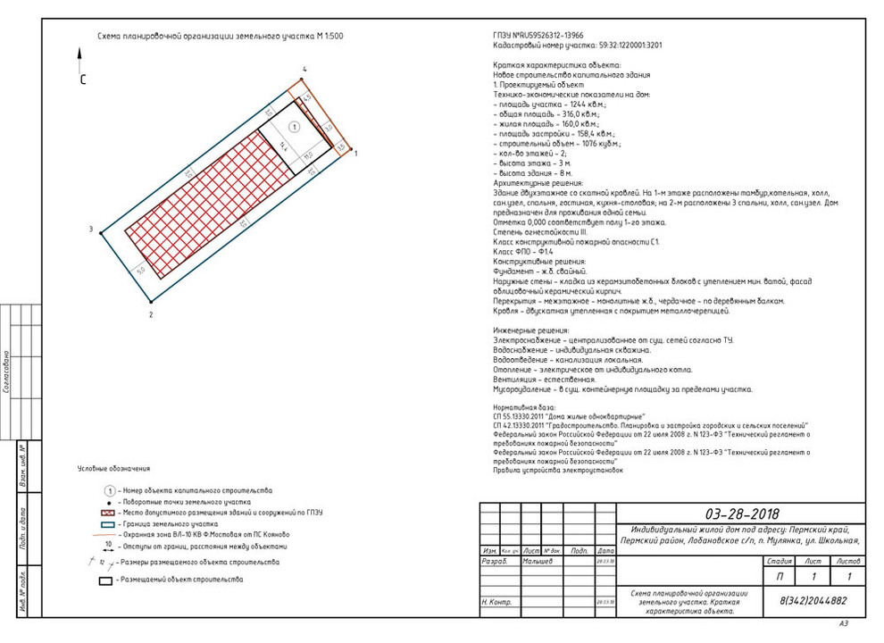 Обложка проекта: Схема организации земельного участка Пермь