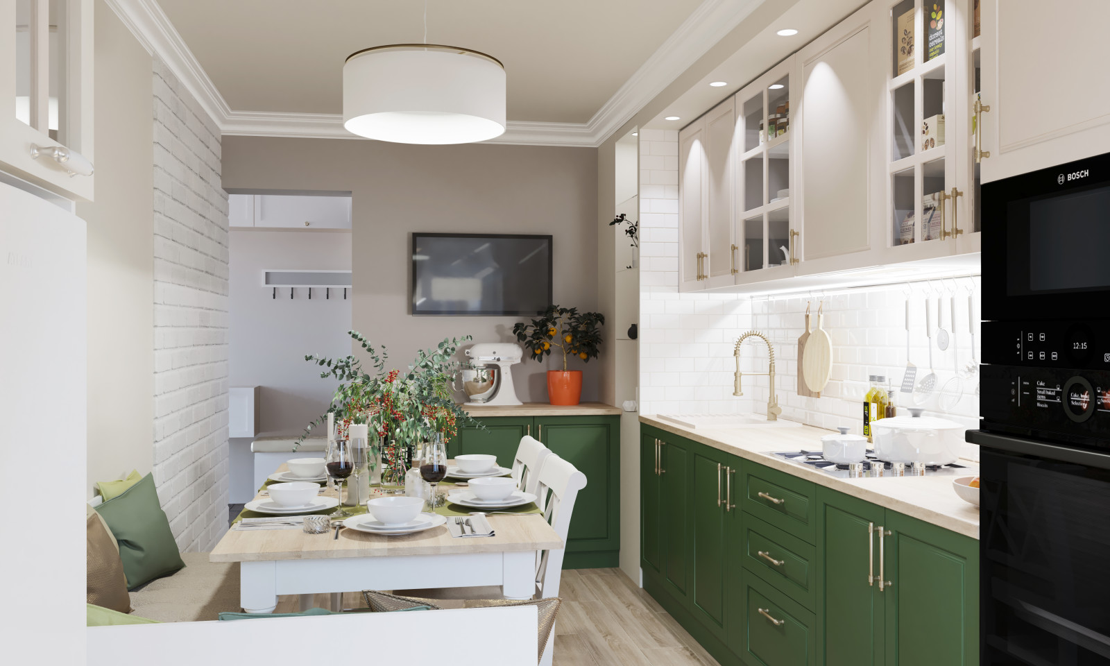 Визуализация кухни и гостиной