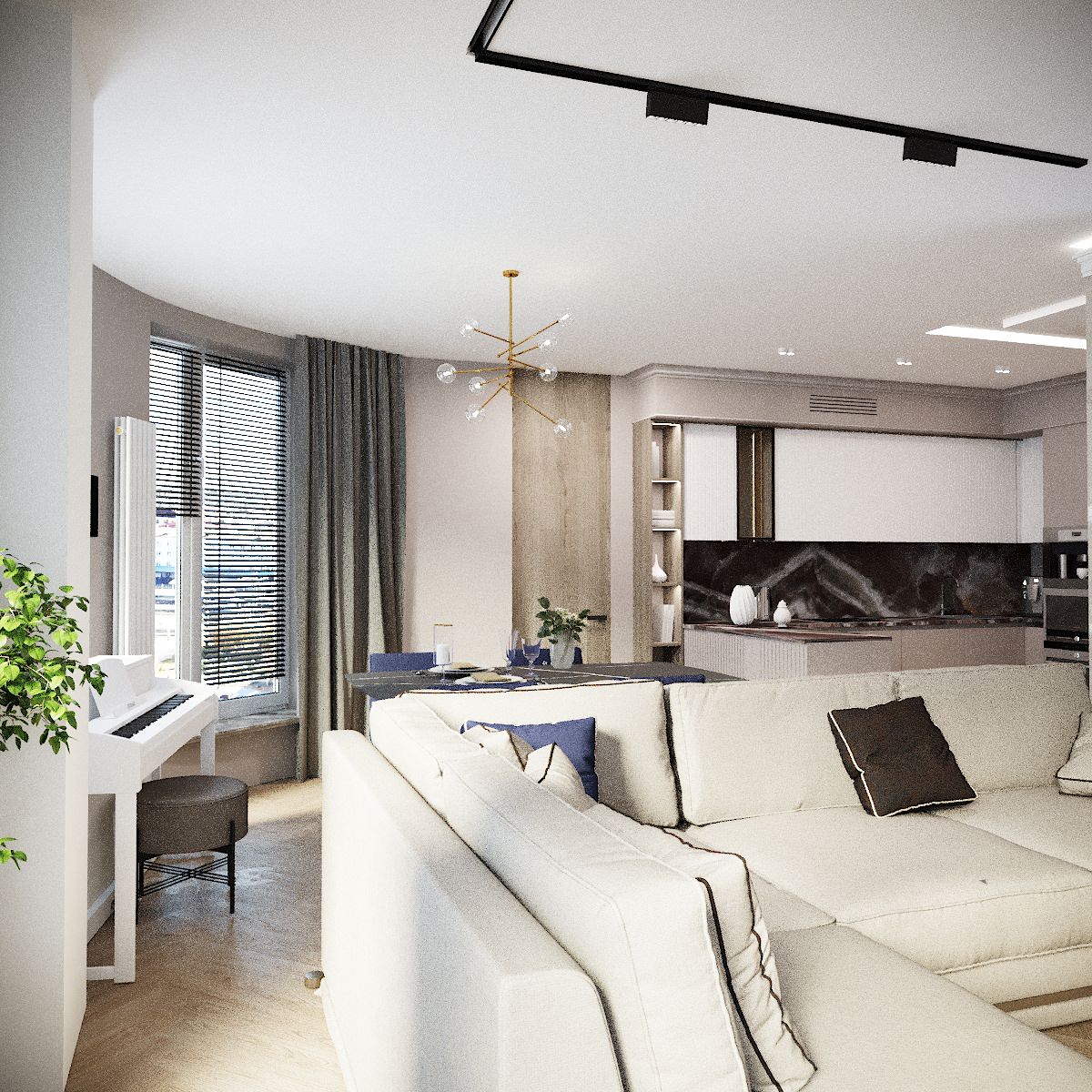 Гостиная-кухня ЖК Машков