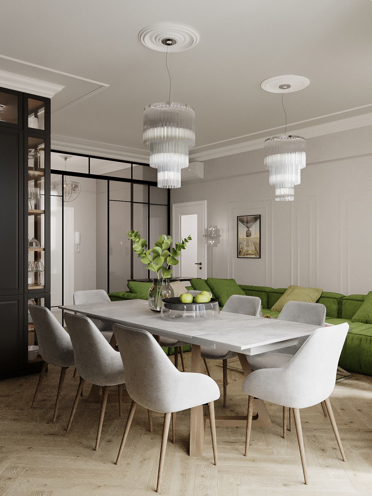 Трехкомнатная квартира в классическом европейском стиле