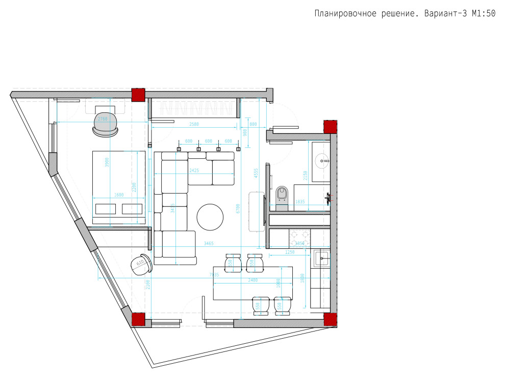 ЖК Серебряный бор. Квартира 50 кв.м для девушки