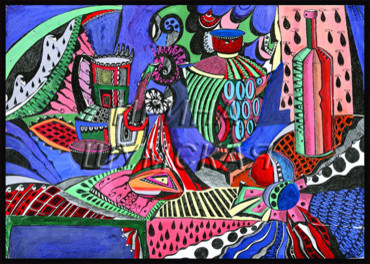 декоративная графика."Перед ужином"