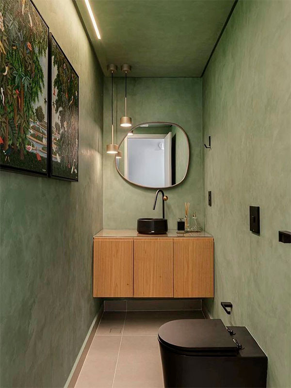 Эстетика и практичность: декоративная штукатурка под цветной микроцемент в ванны