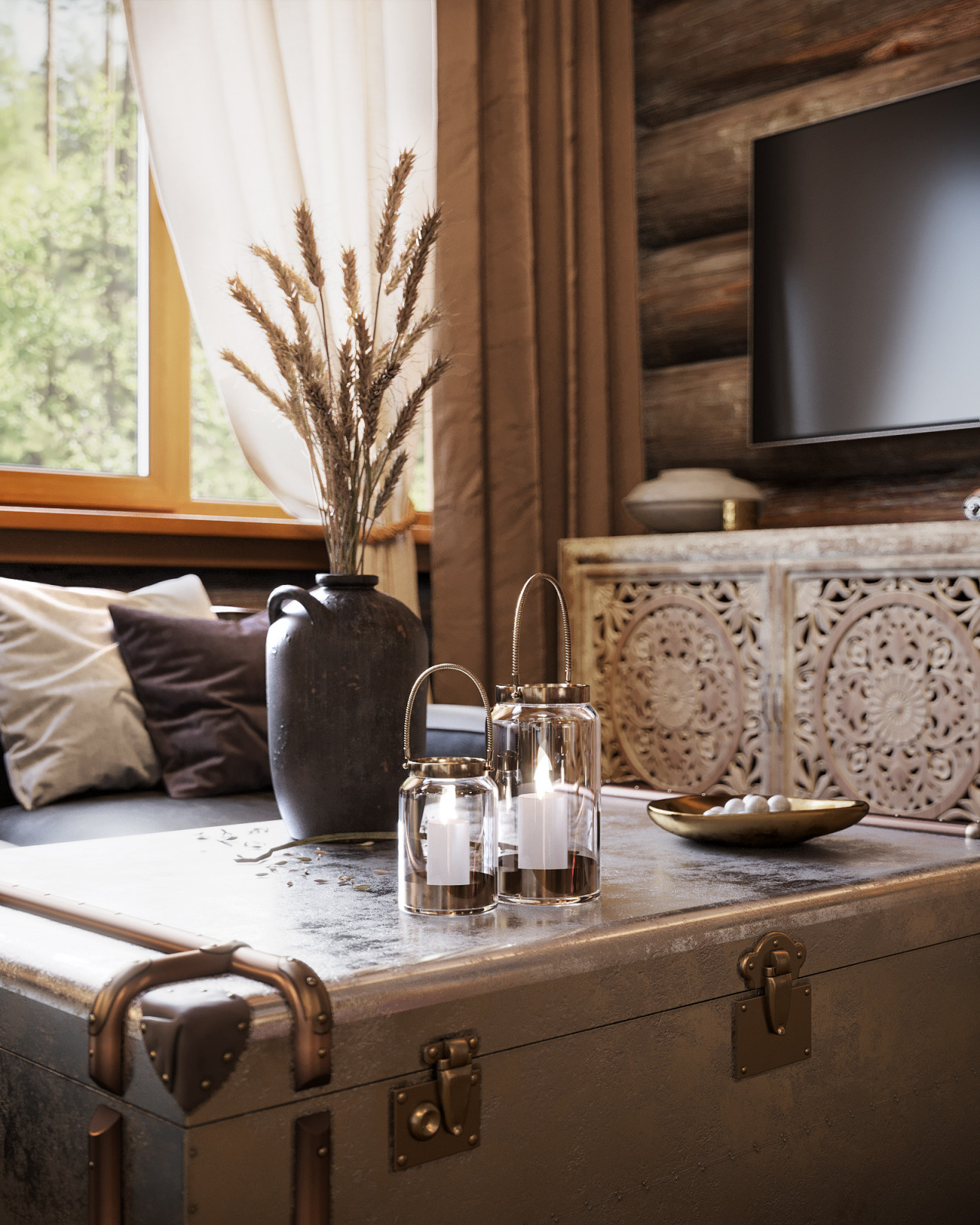 Дом из кело. Кухня и гостиная, второй свет