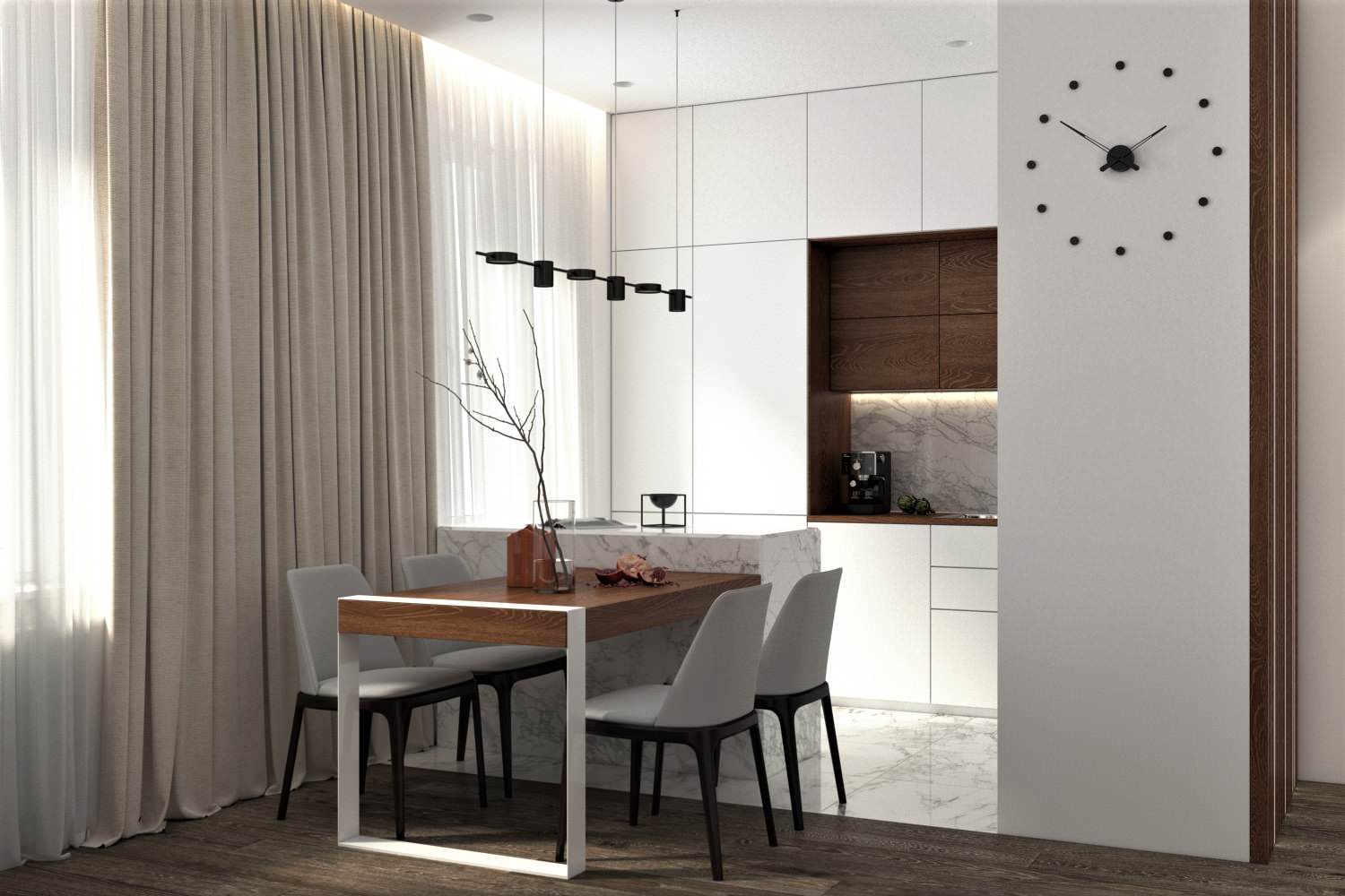 Монохромный с деревом