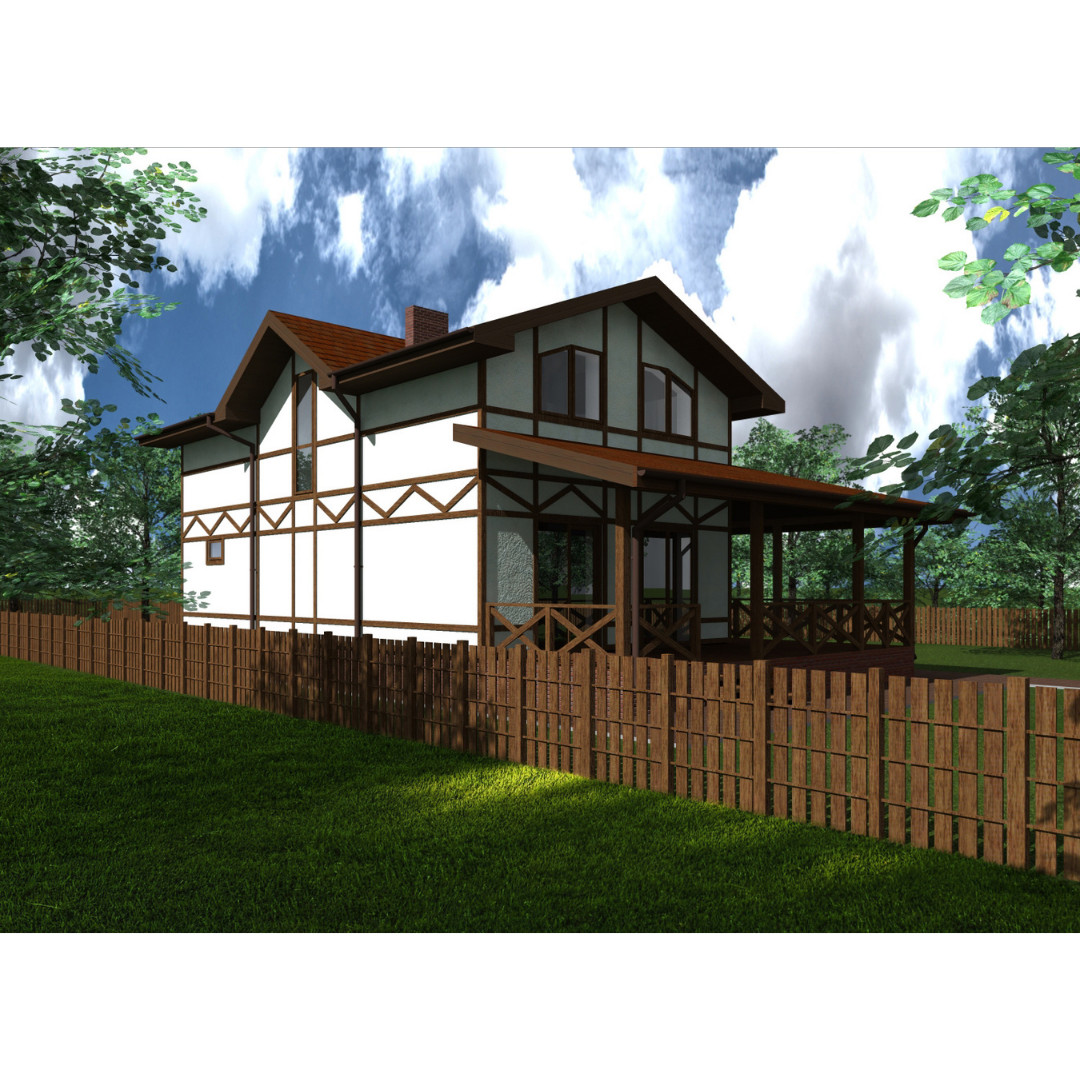 Проект дома из газосиликатного блока в баварском стиле