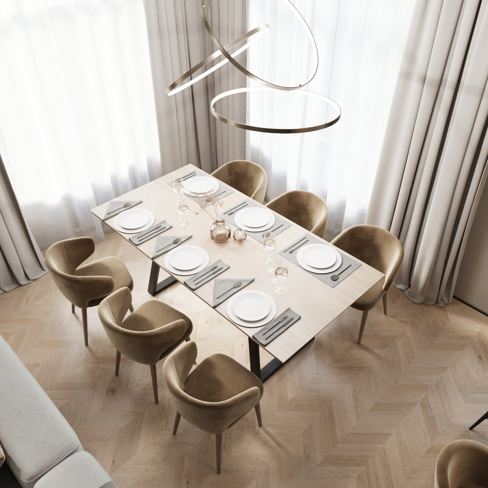 Современный минимализм кухня-гостинная