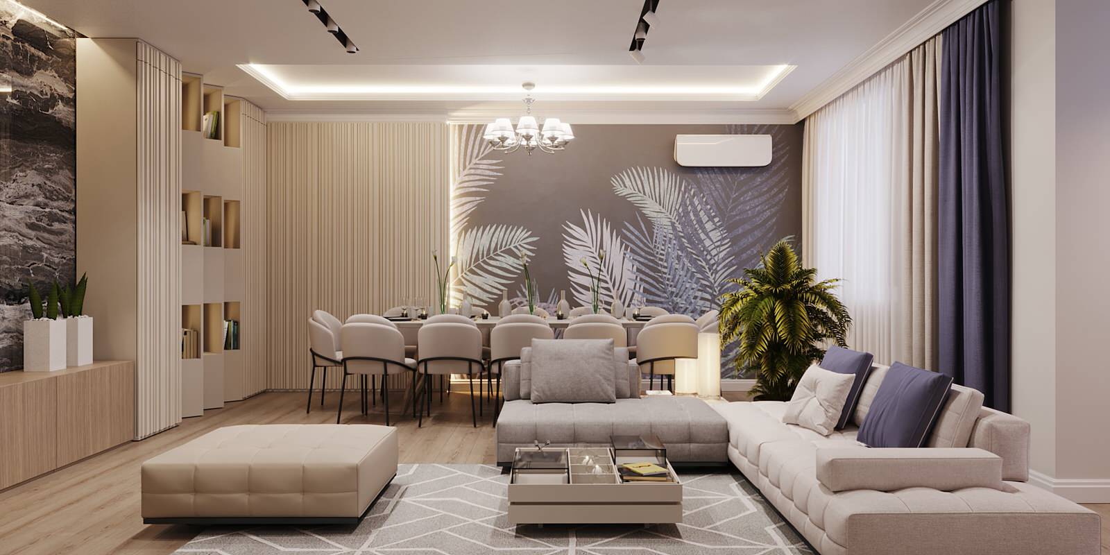 Современная гостиная с элементами классики