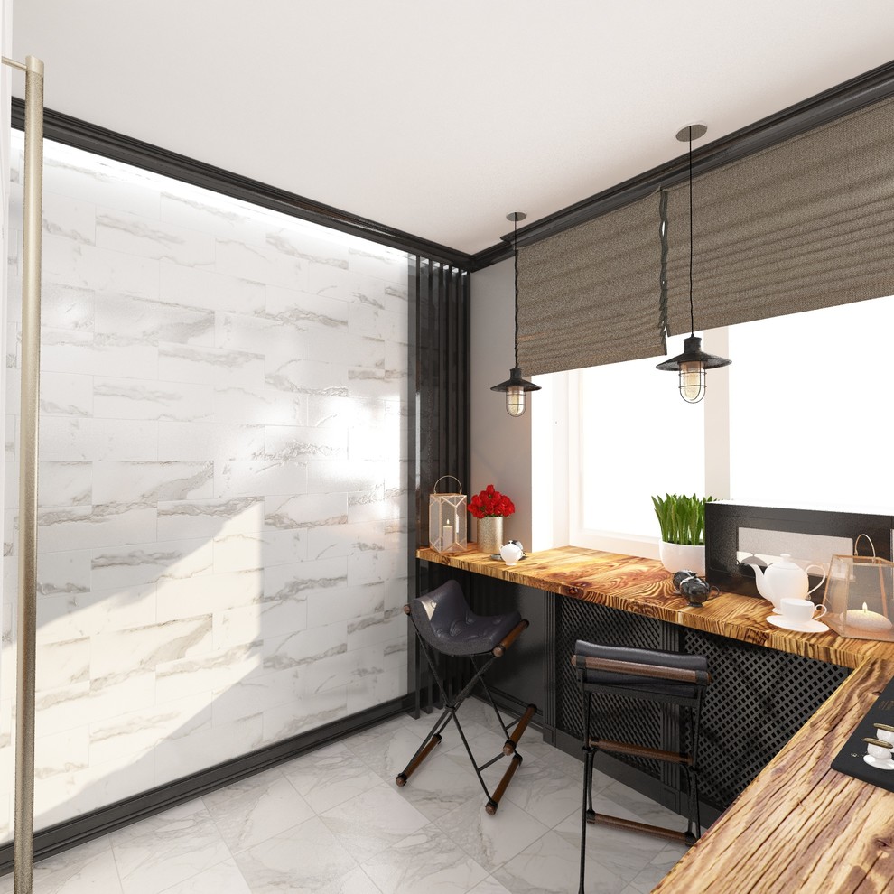 Кухня "Белый верх-черный низ" (6,2 м.кв.)