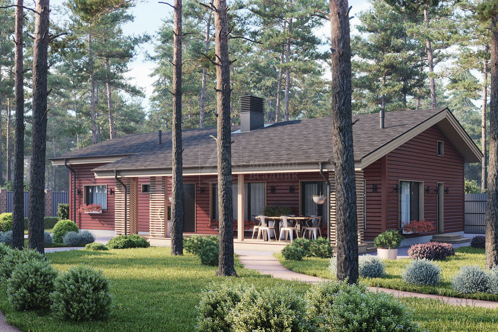 Проект одноэтажного дома "Рощино" | 131 кв.м | sk-mv.ru