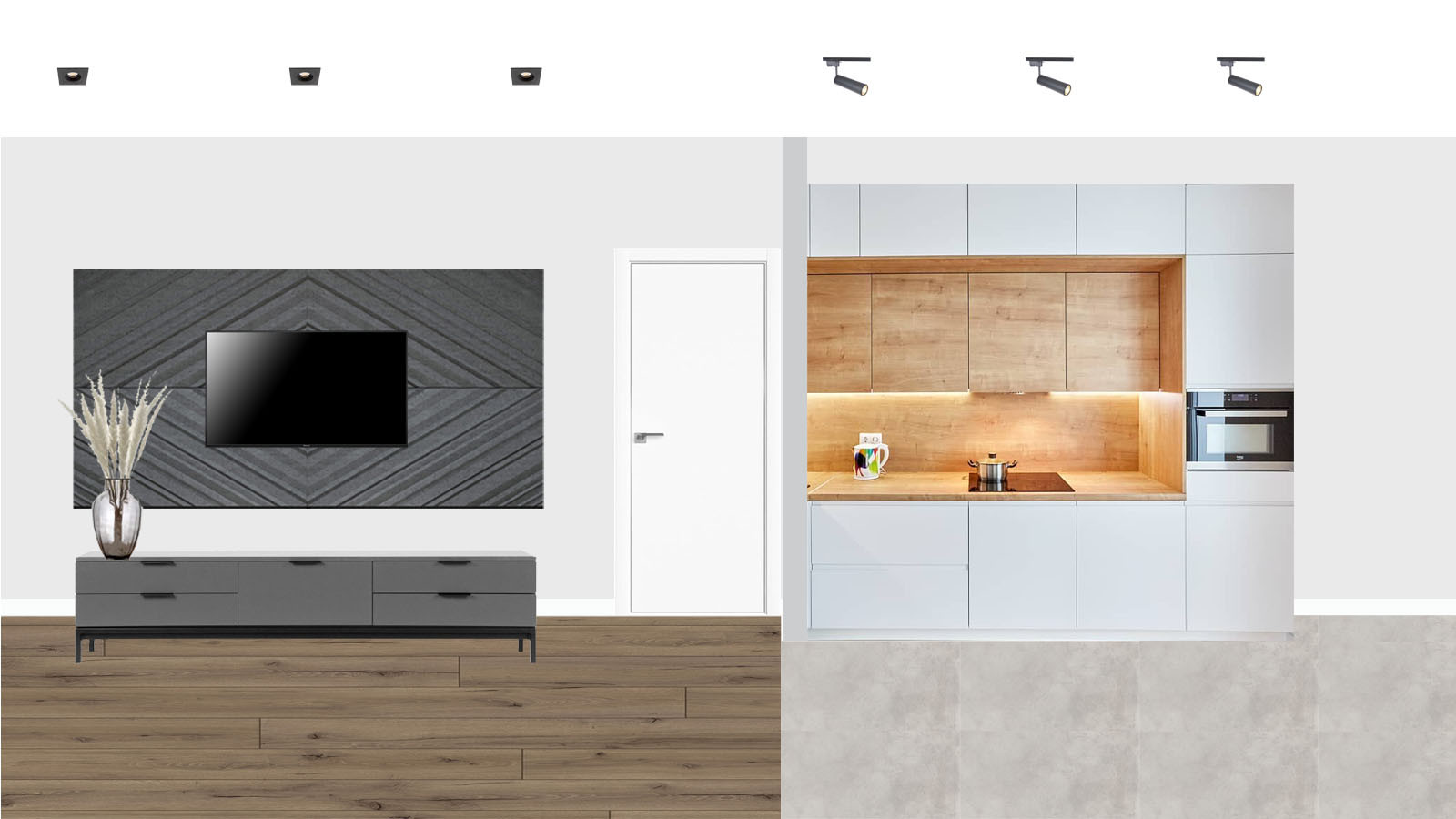 ЖК Ясный, Кухня-гостиная (коллажи)