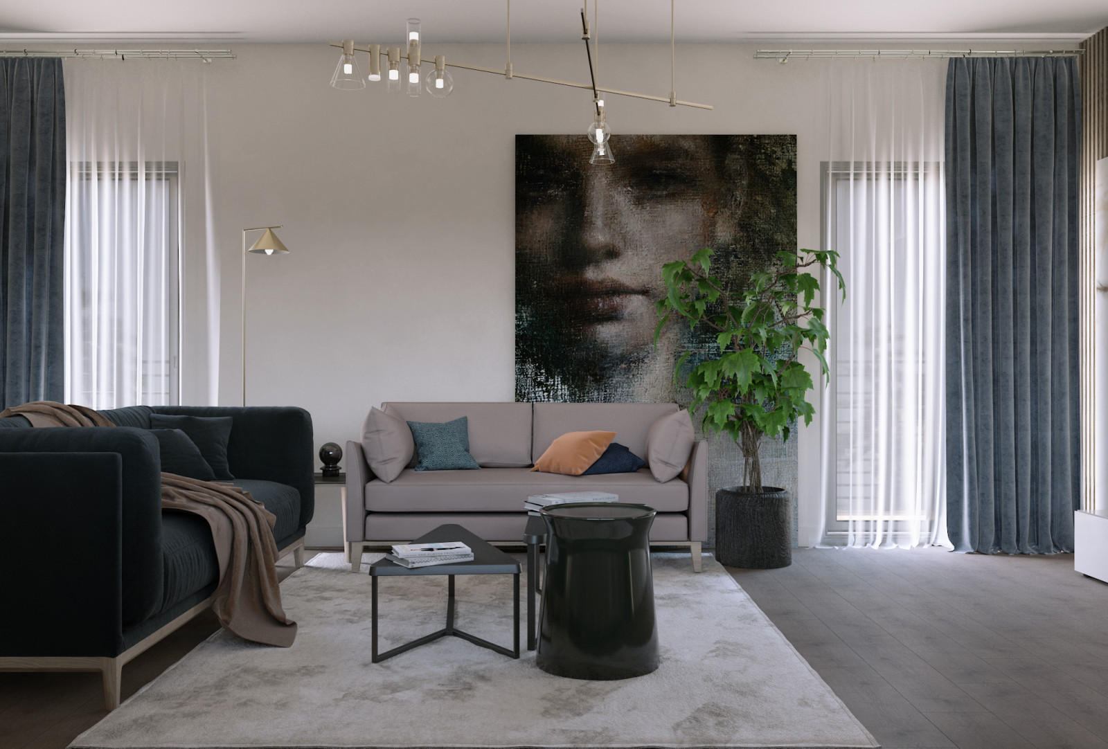 Обложка проекта: Living room, floor 2, house in Miami, Гостиная, этаж 2, дом в Майами